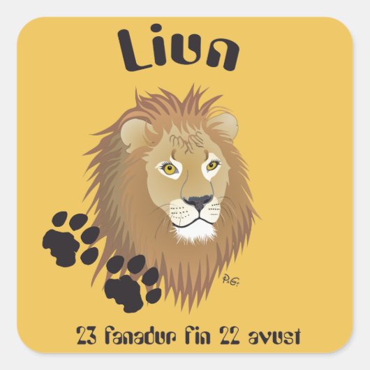 Löwe - Tierkreiszeichen Aufkleber Vierkante Sticker (Voorkant)