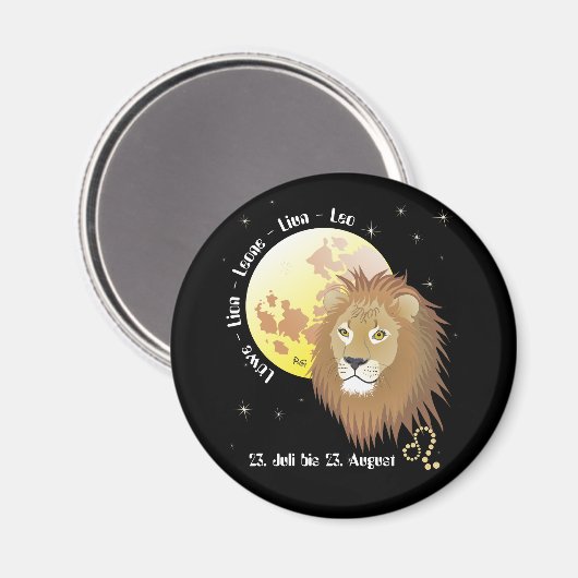 Löwe - Tierkreiszeichen Magnet (Voorkant / Achterkant)