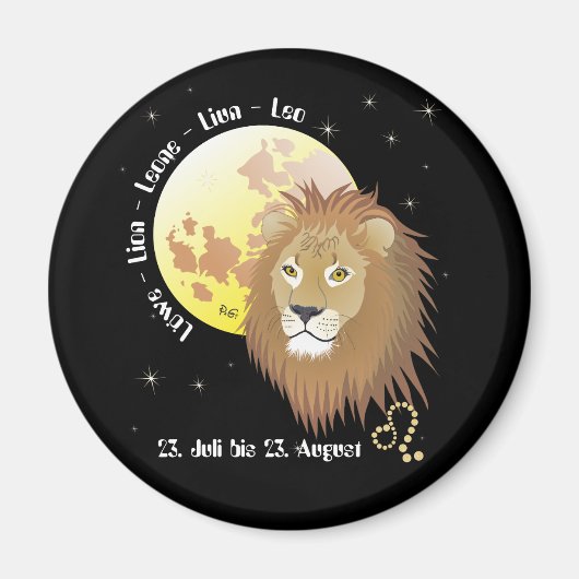 Löwe - Tierkreiszeichen Magnet (Voorkant)