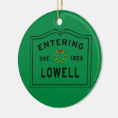 Lowell, MA Holiday Wreath Ceramic Ornament (Links)