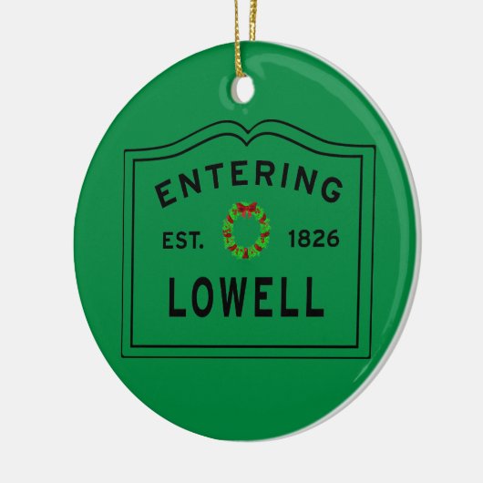 Lowell, MA Holiday Wreath Ceramic Ornament (Links)