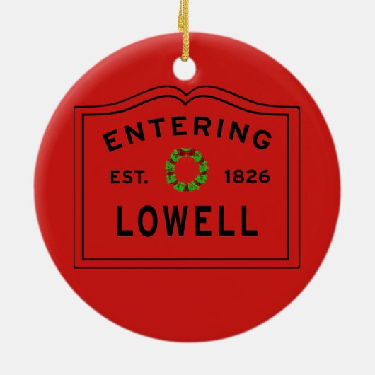 Lowell, MA Holiday Wreath Ceramic Ornament (Achterkant)