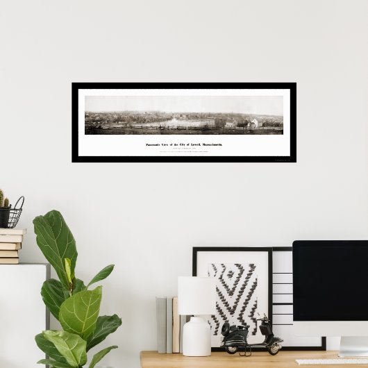Lowell MA Panorama Foto 1874 Poster (Thuiskantoor)