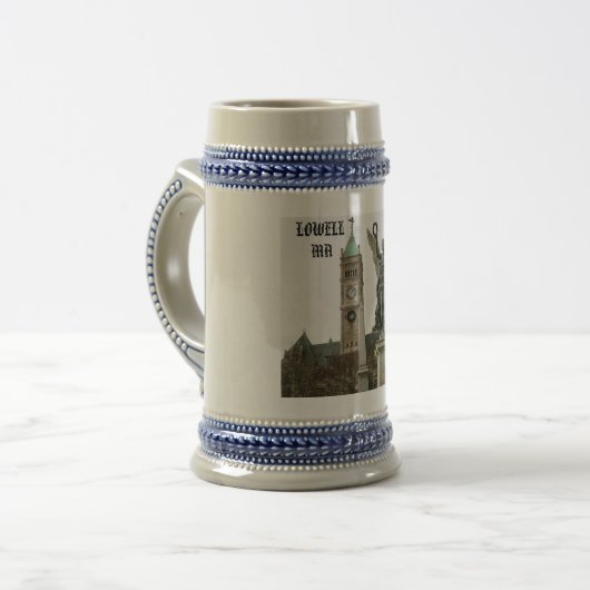LOWELL MASSACHUSETTS BEER STEIN BIERPUL (Voorkant links)