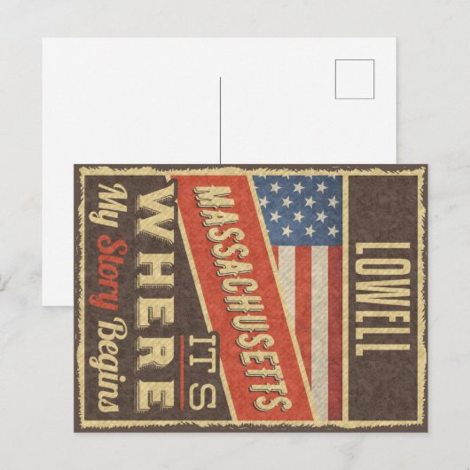 Lowell Massachusetts Briefkaart (Voorkant / Achterkant)