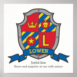 Lowen boys noemden letter L heraldry kind Poster