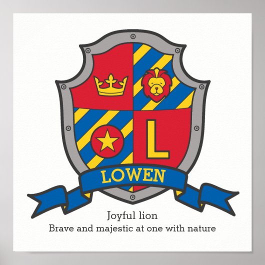Lowen boys noemden letter L heraldry kind Poster (Voorkant)