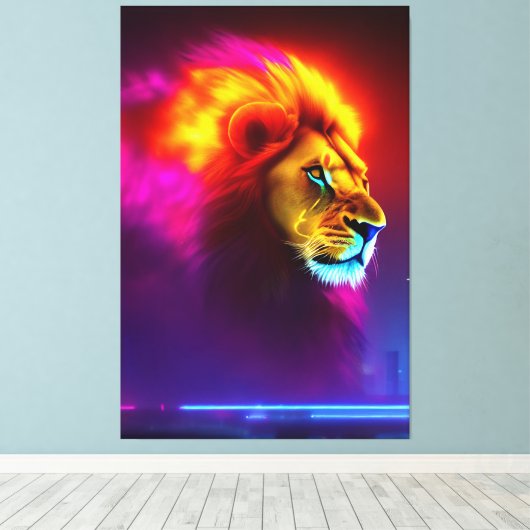 Löwen King Canvas Afdruk (Insitu (Houten vloer))
