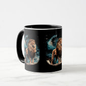 Löwennacht-T-Shirt-Design (Illustration)  Mok (Voorkant links)