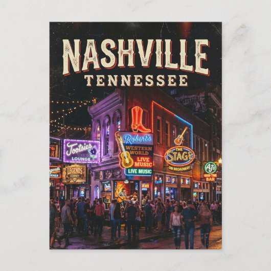 Lower Broadway Honky-Tonks VS Briefkaart (Voorkant)