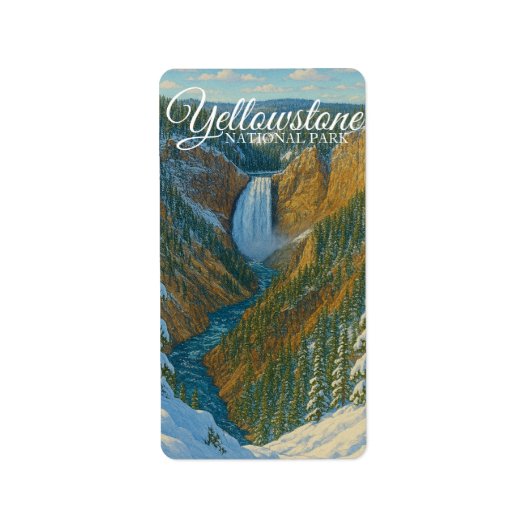 LOWER FALLS, YELLOWSTONE NATIONAL PARK ETIKET (Voorkant)