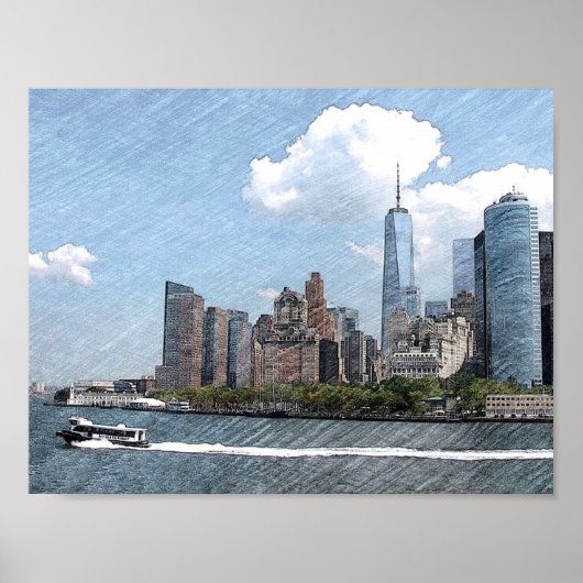 Lower Manhattan NYC Skyline Poster (Voorkant)