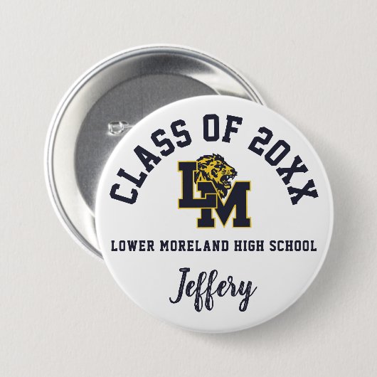 Lower Moreland High School Button Logo Custom (Voorkant /achterkant)