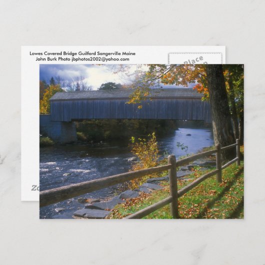 Lowes Covered Bridge Guilford Sangerville Maine Briefkaart (Voorkant / Achterkant)