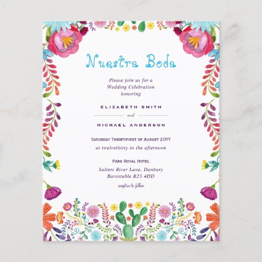 LOWEST BUDGET Nuestra Boda Folk Flowers Weddenscha Flyer (Voorkant)