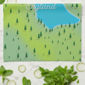 Loweswater Lake, meer district, reiskaart. Theedoek (Gevouwen)