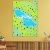 Loweswater Lake, merendistrict, reis kaart. Canvas Afdruk (Insitu (Woonkamer))