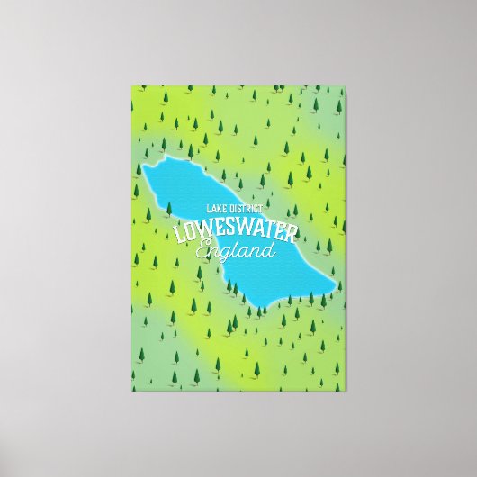 Loweswater Lake, merendistrict, reis kaart. Canvas Afdruk (Voorkant)