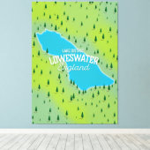 Loweswater Lake, merendistrict, reis kaart. Canvas Afdruk (Insitu (Houten vloer))