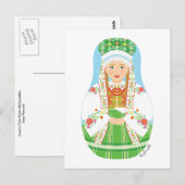 Łowicz Pole Bride Matryoshka Briefkaart (Voorkant / Achterkant)