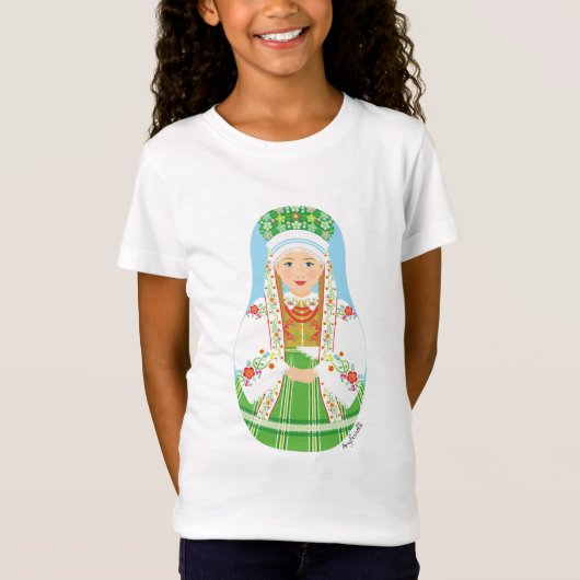 Łowicz Pole Bride Matryoshka Girls' T-shirt (Voorkant)