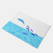 Lowpoly Dolfijnen Springen uit de Oceaan Deurmat (Schuin)