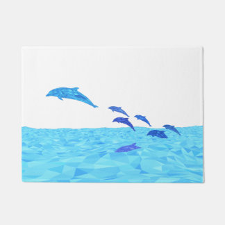 Lowpoly Dolphins die uit de oceaan springen Deurmat