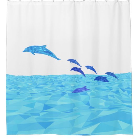 Lowpoly Dolphins die uit de oceaan springen Douchegordijn (Voorkant)