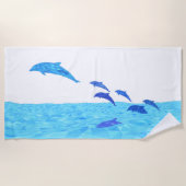 Lowpoly Dolphins die uit de oceaan springen Strandlaken (Voorkant)