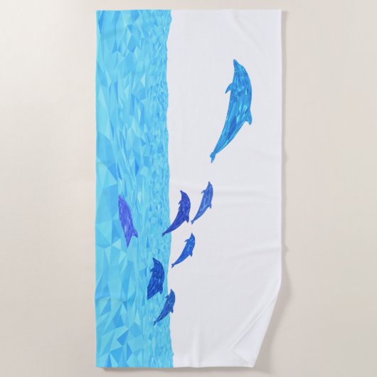 Lowpoly Dolphins die uit de oceaan springen Strandlaken (Voorkant)