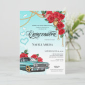 Lowrider Chola Chicano Red Rose Quinceanera Kaart (Staand voorkant)