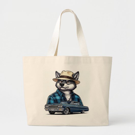 Lowrider Wolf Grote Tote Bag (Voorkant)