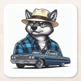 Lowrider Wolf Kartonnen Onderzetters