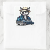 Lowrider Wolf Vierkante Sticker (Tas)