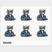 Lowrider Wolf Vierkante Sticker (Vel)