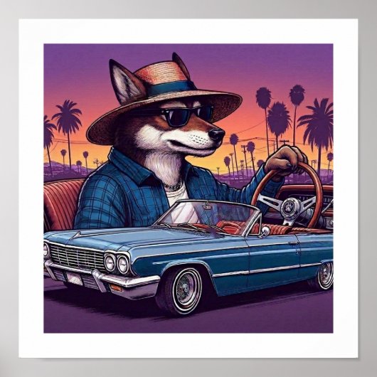 Lowrider Wolfy Poster (Voorkant)