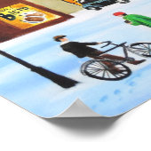 Lowry geïnspireerde nostalgische winterse straatsc poster (Hoek)