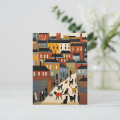 Lowry Style Cat Briefkaart (Staand voorkant)