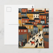Lowry Style Cat Briefkaart (Voorkant / Achterkant)