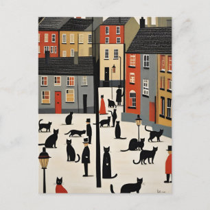 Lowry Style Cat Briefkaart