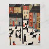 Lowry Style Cat Briefkaart (Voorkant)