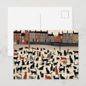 Lowry Style Cat Briefkaart (Voorkant / Achterkant)