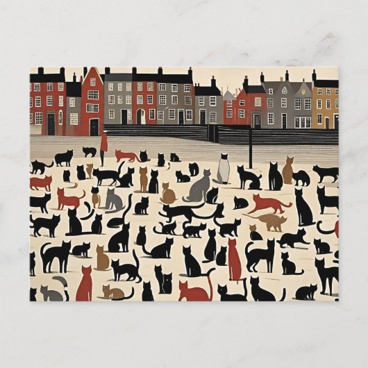 Lowry Style Cat Briefkaart (Voorkant)