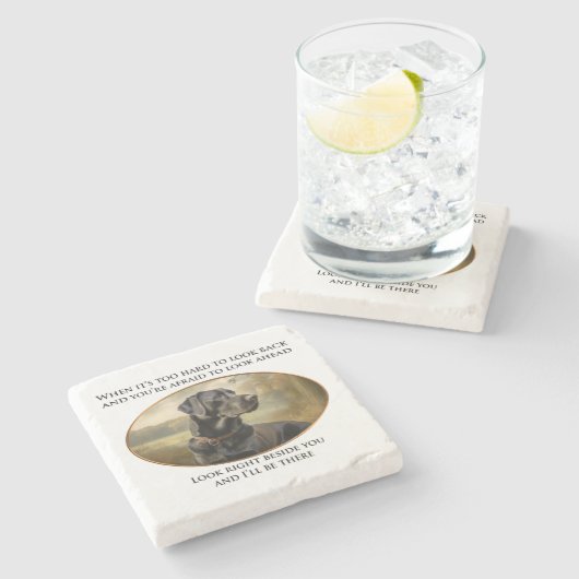 Loyal Black Lab Stenen Onderzetter (Zijkant)