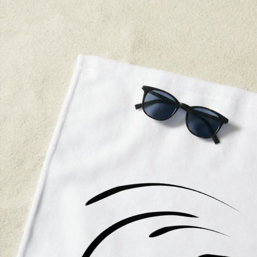 Loyal Black Line Art Woman Face Digital Hand-drawn Strandlaken (In situ)