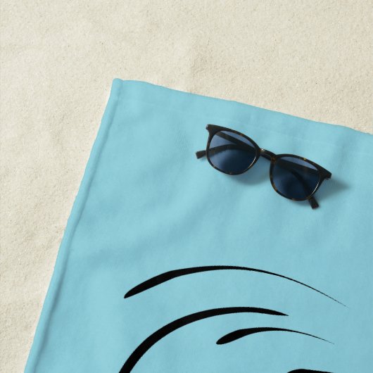 Loyal Black Line Art Woman Face Digital Handraw Strandlaken (In situ)