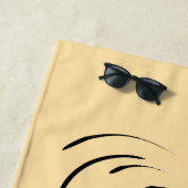 Loyal Black Line Art Woman Face Digital Handraw Strandlaken (In situ)