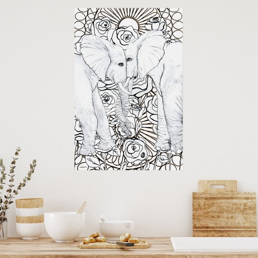 Loyal Elephants Poster (Keuken)