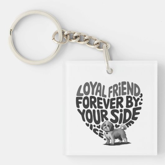 Loyal Friend Dog Companion Heart Design Sleutelhanger (voorkant)