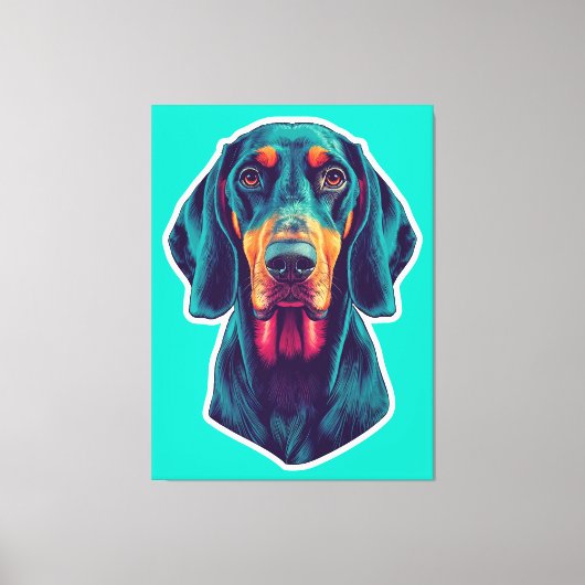 Loyal Glow – Vibrant Bluetick Coonhound Pop Art Canvas Afdruk (Voorkant)